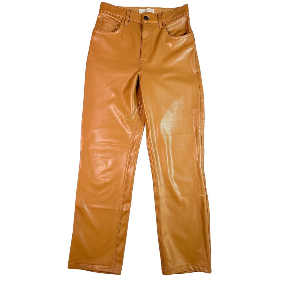 Abercrombie Women‎ 27/4S 90s Straight Tan Ultra High Rise Vegan Leather Chic